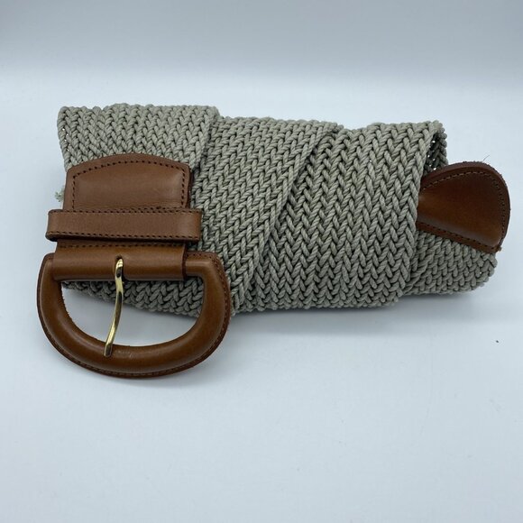 Talbots Accessories - Talbots Tan Cotton Woven Waxed Cord Belt Women's Size L Wide Style 95501